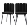 Voir la diapositive 1 : MAISON PAVANE Lot de 2 chaises en velours noir et pieds en métal noir-Rosy