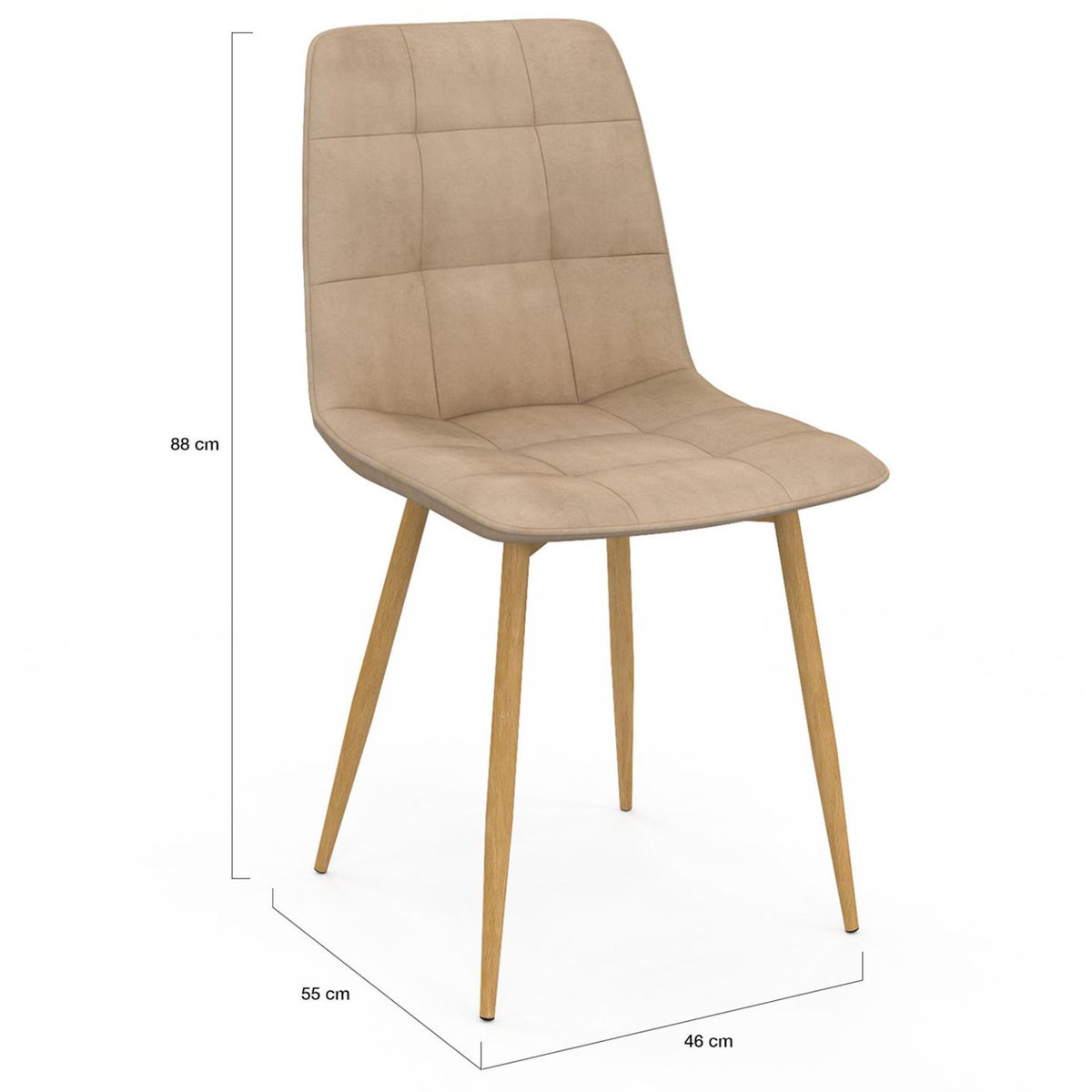 ID MARKET Lot de 6 chaises MILA en velours mix color taupe x2, beige x2, marron x2 et pieds effet bois pour salle à manger