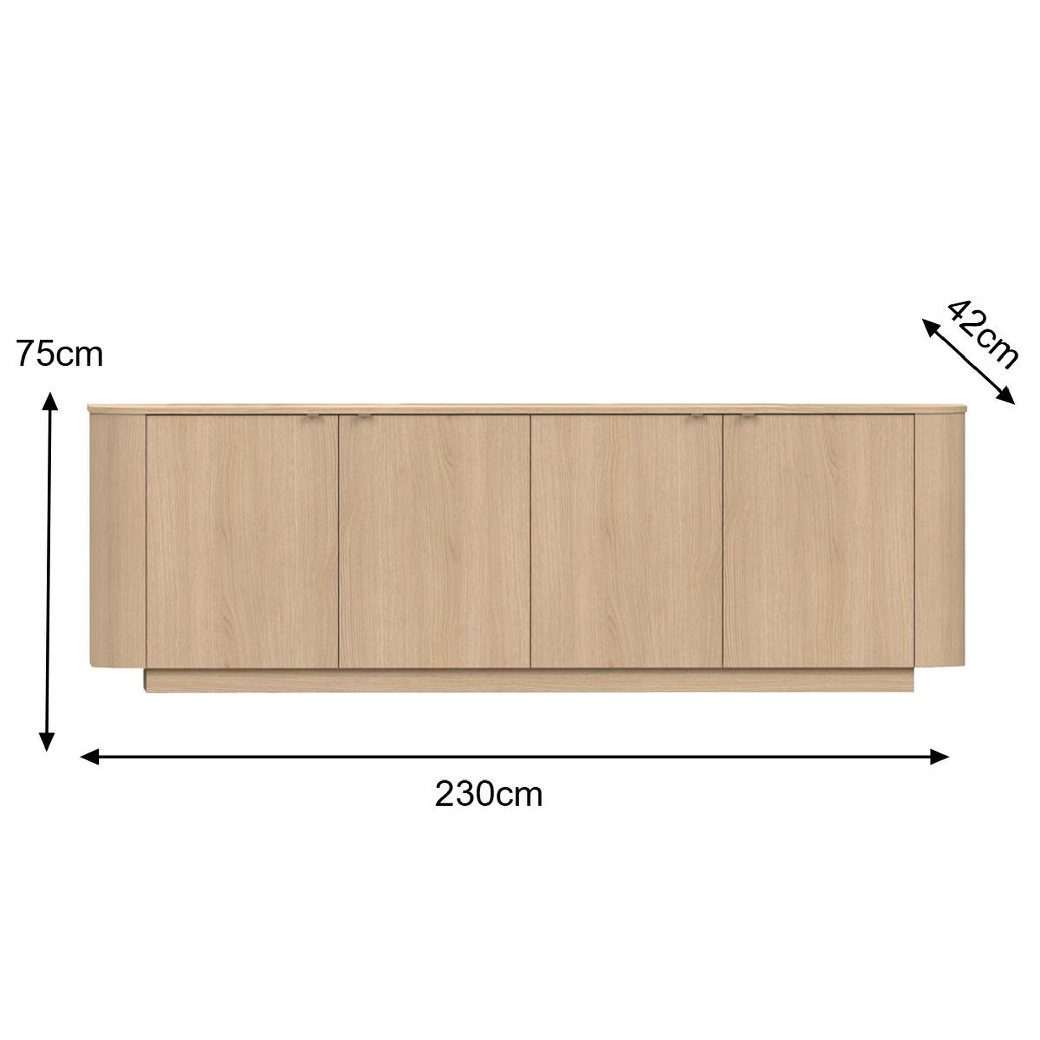 Voir la diapositive 5 : JLC KREATION Buffet bas contemporain 4 portes coloris chêne 230cm tika