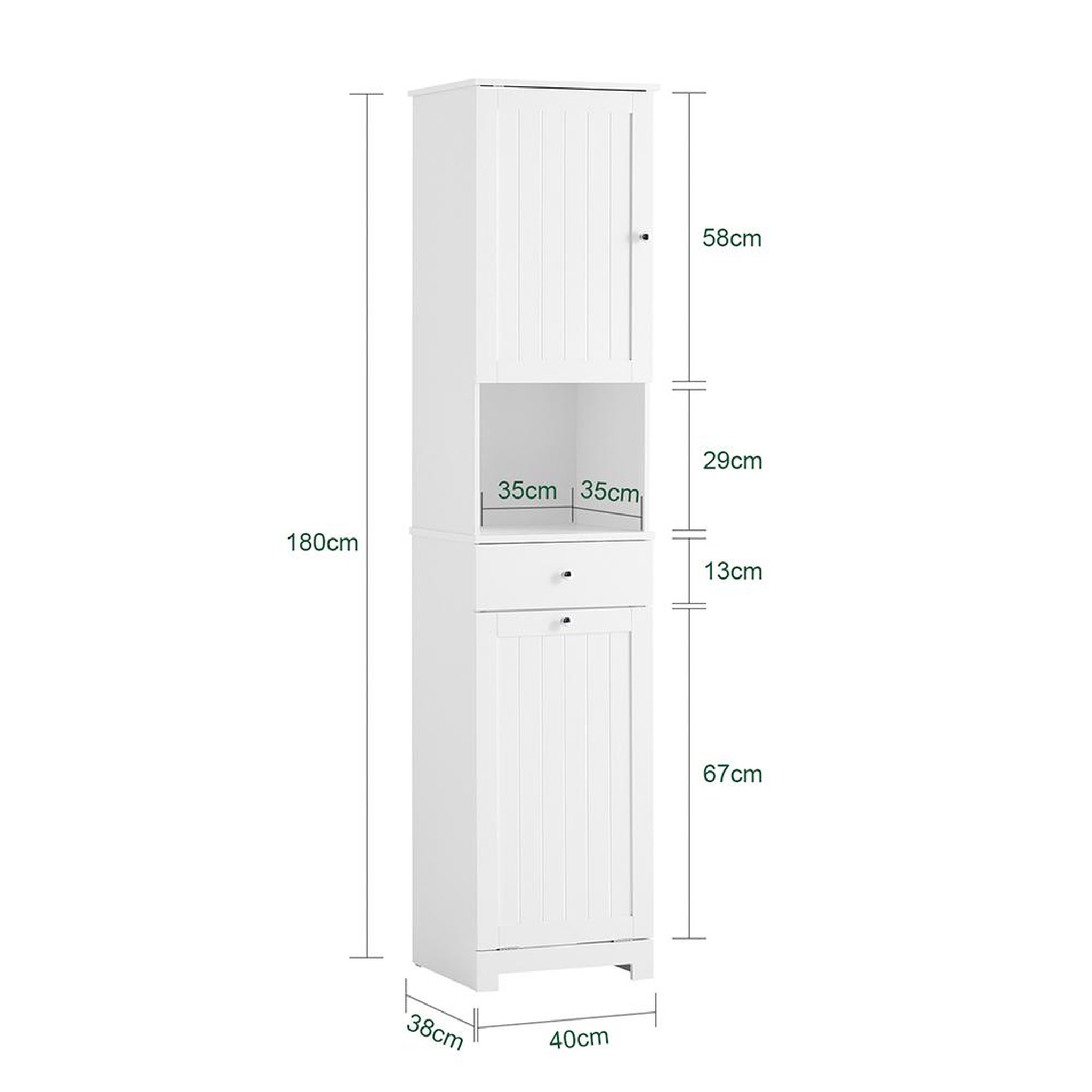 Voir la diapositive 3 : SOBUY SoBuy - Colonne De Salle De Bain à un tiroir - Blanc - 40x38x180cm - Minimaliste - BZR216-W