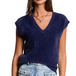 MORGAN Pull Sans manches Marine Femme Morgan Cathy. Coloris disponibles : Bleu
