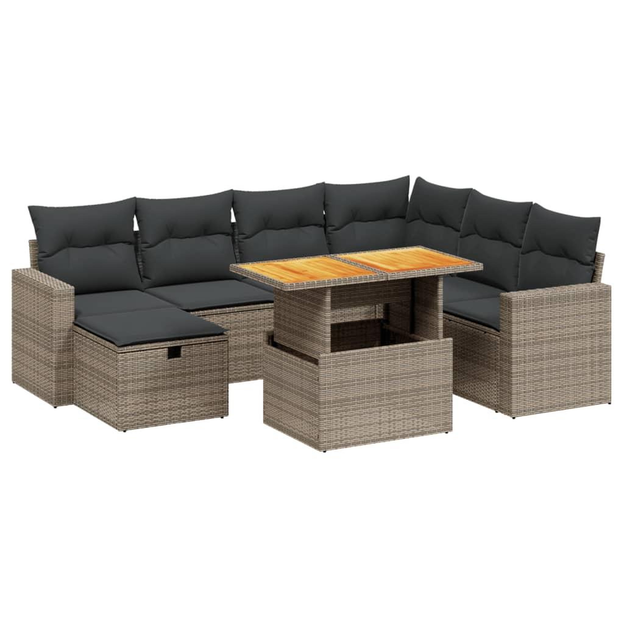 Voir la diapositive 2 : VIDAXL Salon de jardin 8 pcs avec coussins gris resine tressee