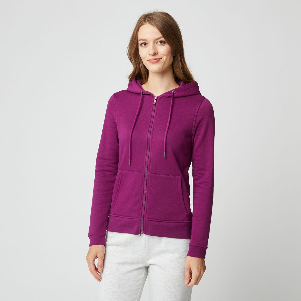 IN EXTENSO Sweat de sport zippé à capuche rose femme