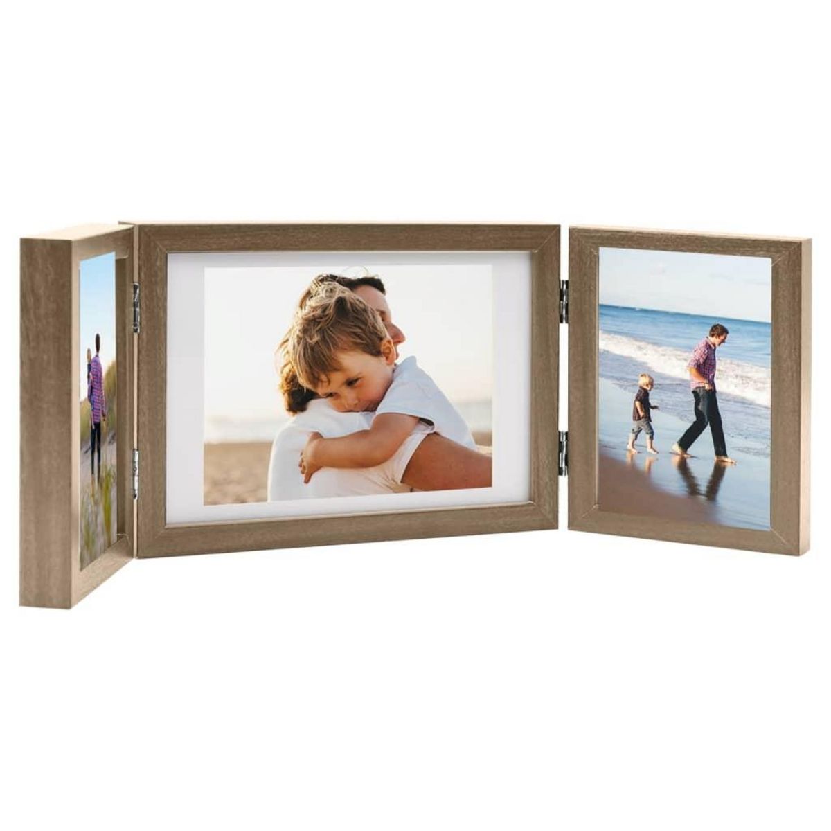 VIDAXL Cadre photo depliable Marron clair 28x18 cm+2x(13x18 cm)