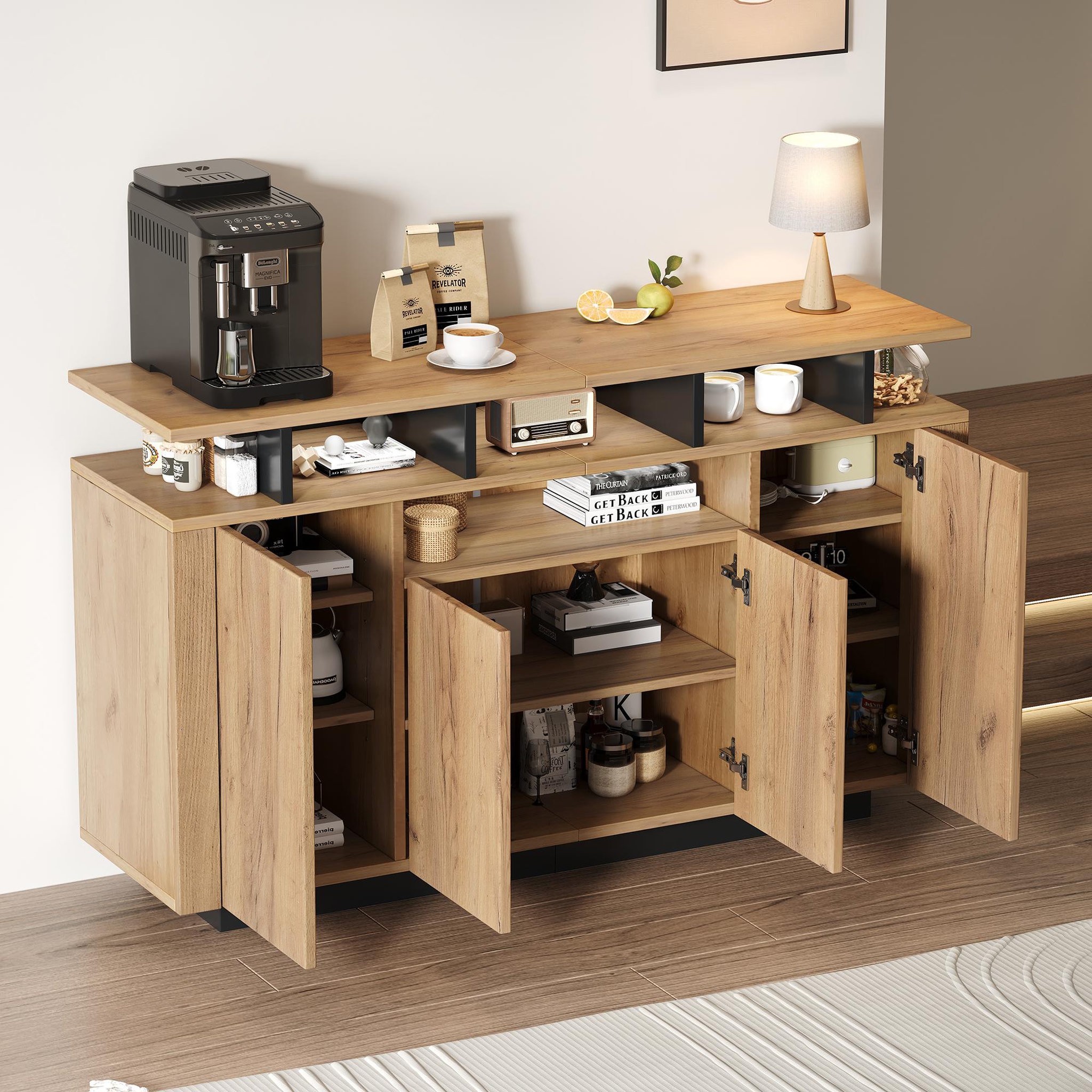 Voir la diapositive 5 : MERAX Buffet 4 porte(s) 0 tiroir(s) - 120 cm naturel panneau de particules