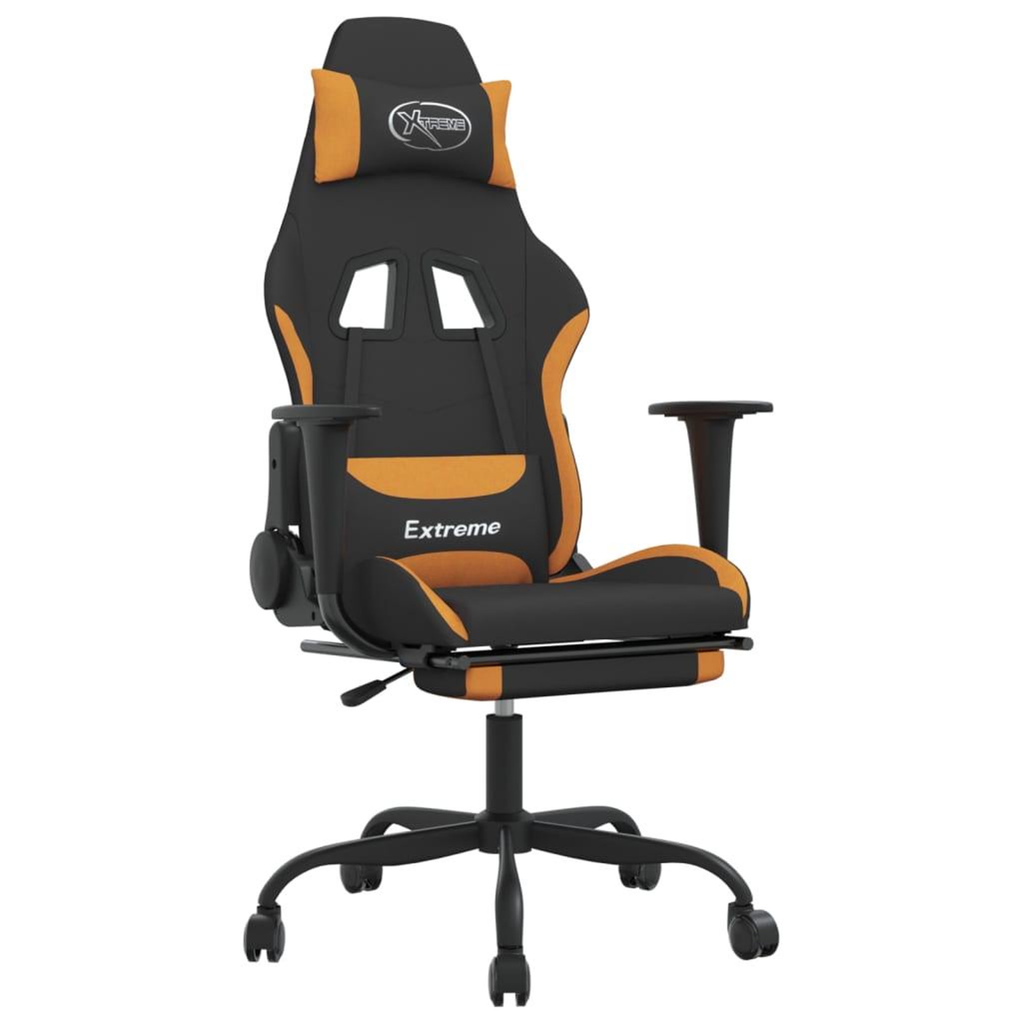 Voir la diapositive 2 : VIDAXL Chaise de jeu avec repose-pied Noir et orange Tissu