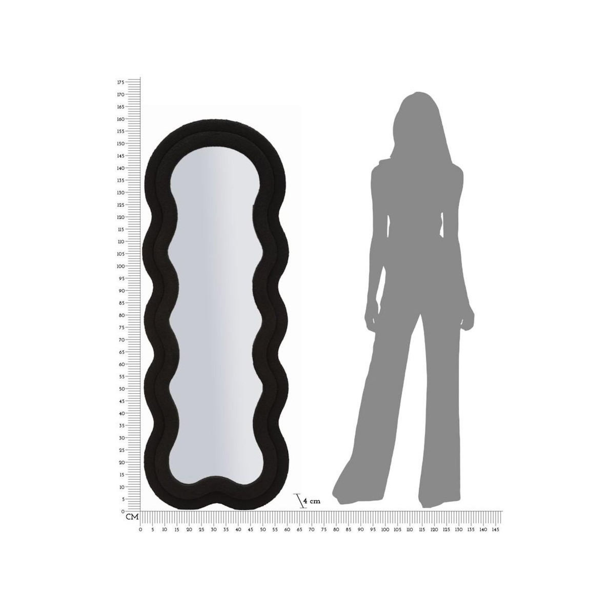 Paris Prix Miroir Mural en Tissu Bouclé  Teddy  160cm Noir