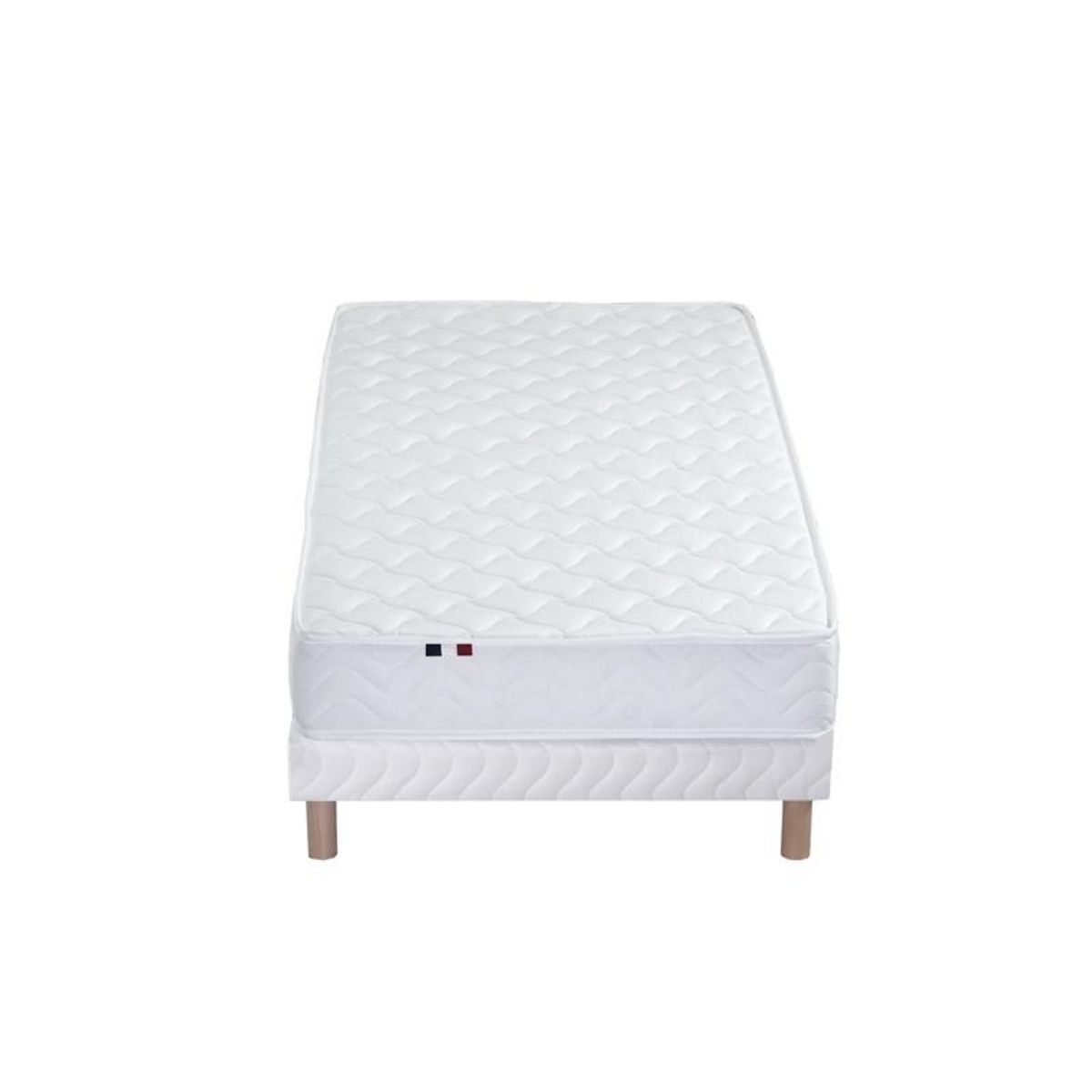 Ensemble Matelas Mousse Accueil Latex 3 Zones + Sommier 90x200 cm Blanc TOULON