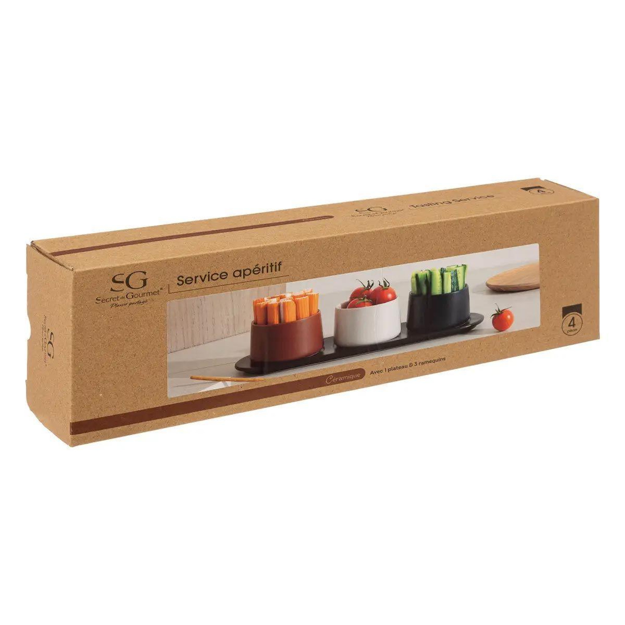 Voir la diapositive 6 : SECRET DE GOURMET Service apéritif 4 pièces  olme  31cm multicolore