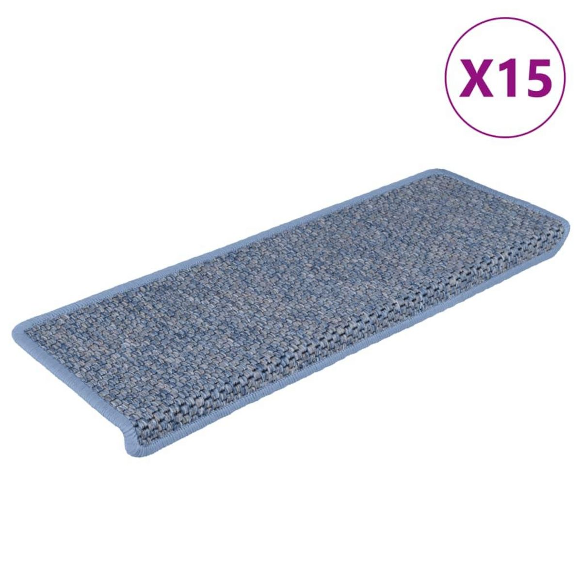 VIDAXL Tapis d'escalier autocollants 15 pcs 65x21x4 cm Bleu