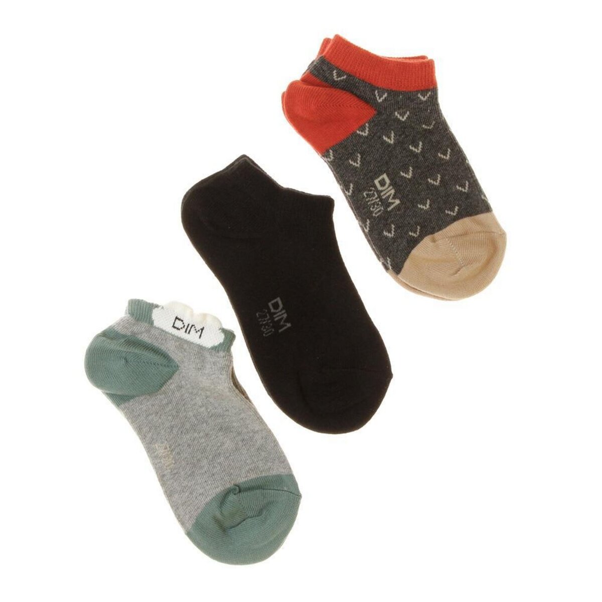 DIM 3x Paires de Chaussettes es/Rouge/Bleu à Motifs Fille Dim Fantaisie