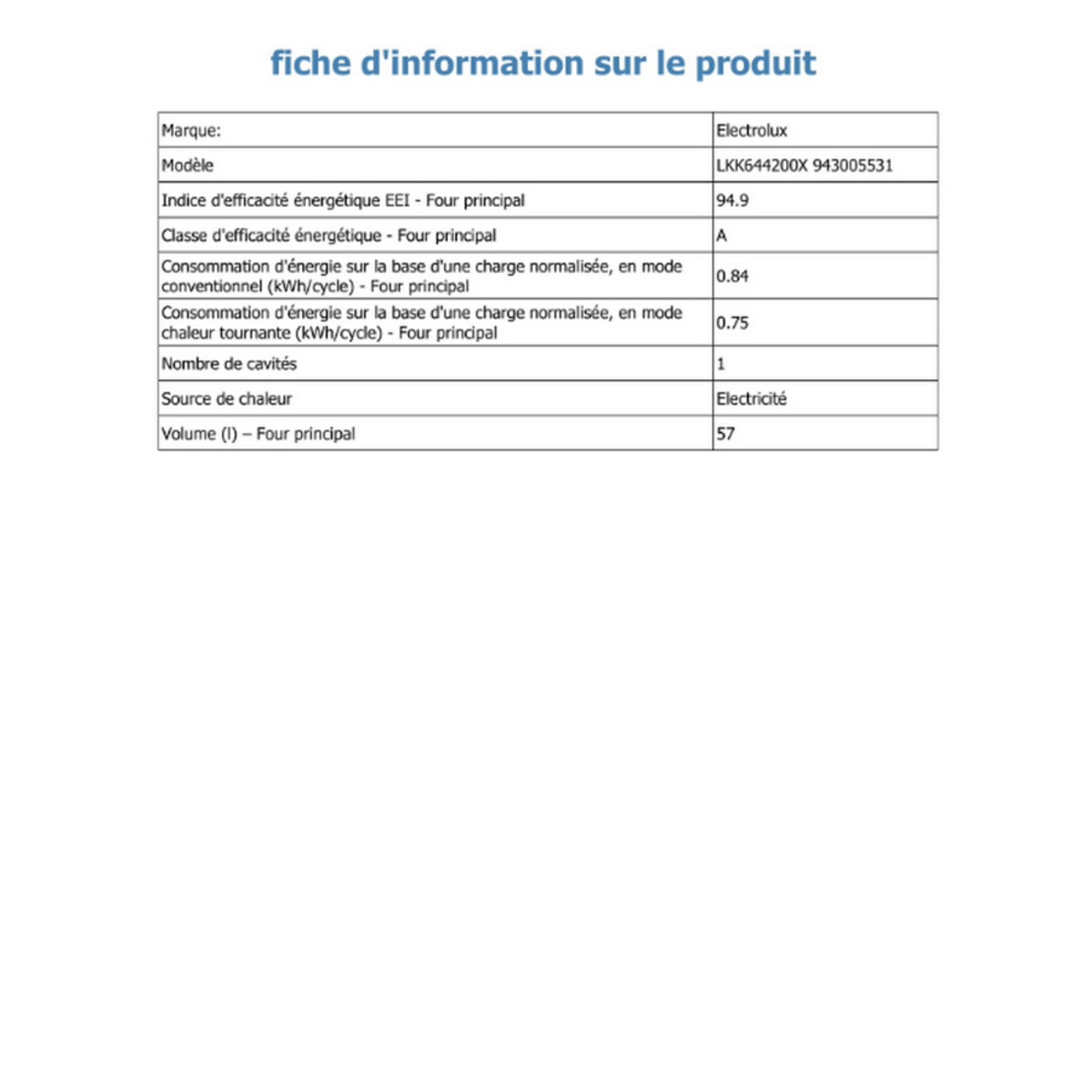 ELECTROLUX Cuisinière gaz 57l  4 feux inox - LKK644200X