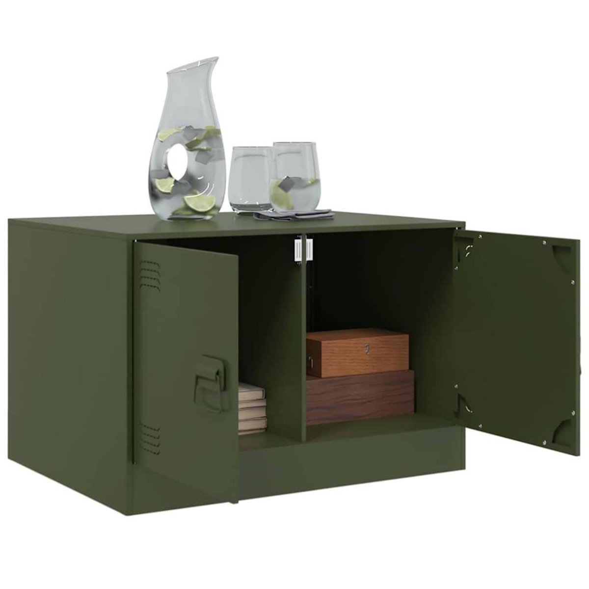 VIDAXL Table basse vert olive 67x50x44 cm acier