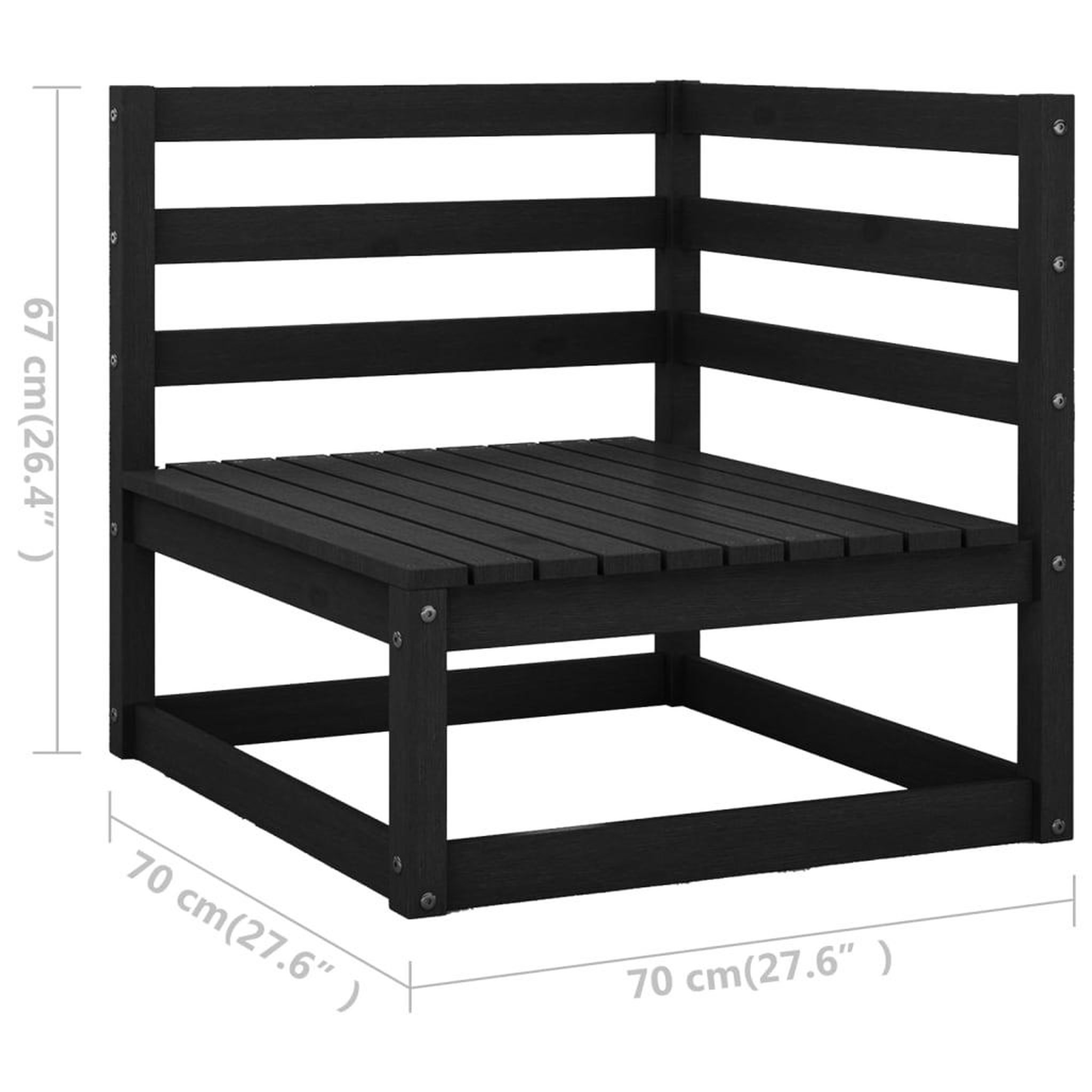 Voir la diapositive 6 : VIDAXL Salon de jardin 12 pcs avec coussins Noir Bois de pin massif