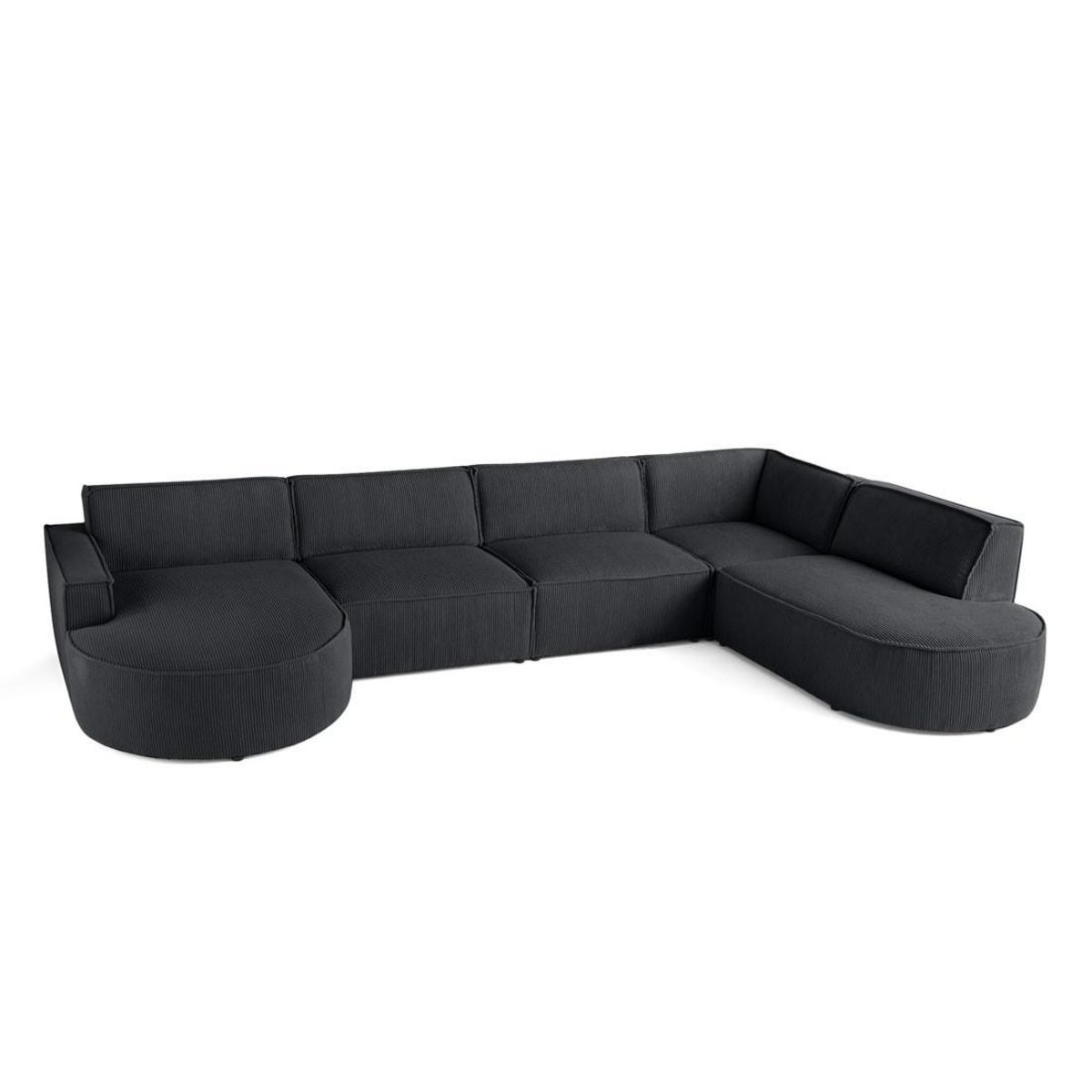LISA DESIGN Spiaggia - canapé panoramique d'angle droit - 7 places - en velours côtelé