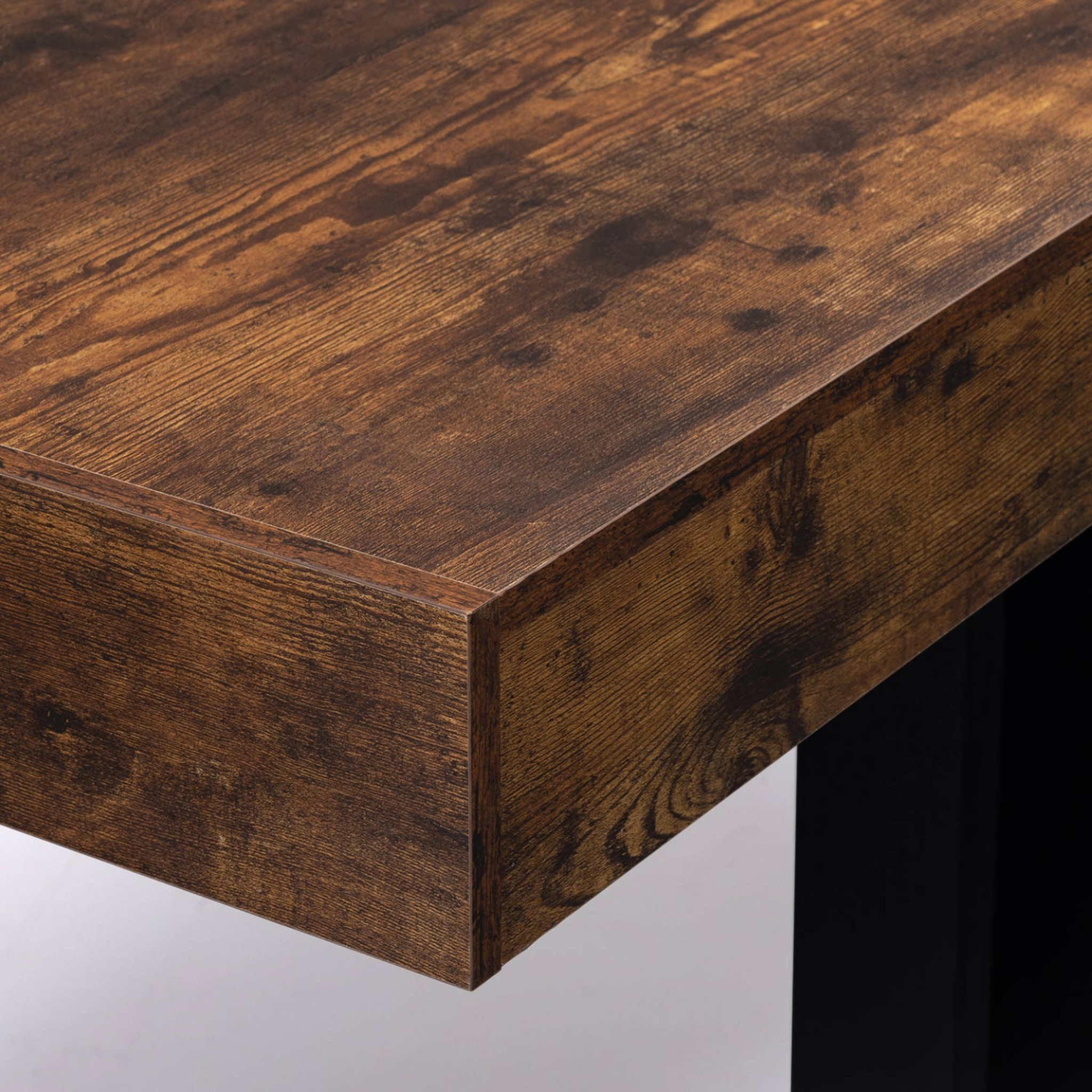 Voir la diapositive 4 : ID MARKET Table à manger rectangle phoenix 8 personnes bois effet vieilli et noir 200 cm