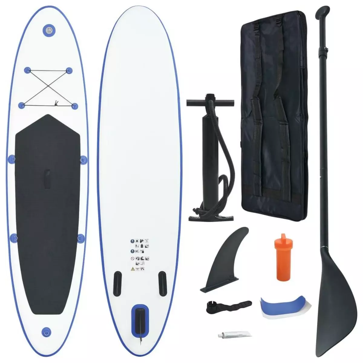 VIDAXL Stand Up Paddle Planche a rame gonflable Bleu et blanc