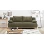 Voir la diapositive 2 : MARKET24 Banquette convertible 3 places MIKA - Velours côtelé vert kaki - Coffre de rangement - L 192 x H 84 x P 93 cm