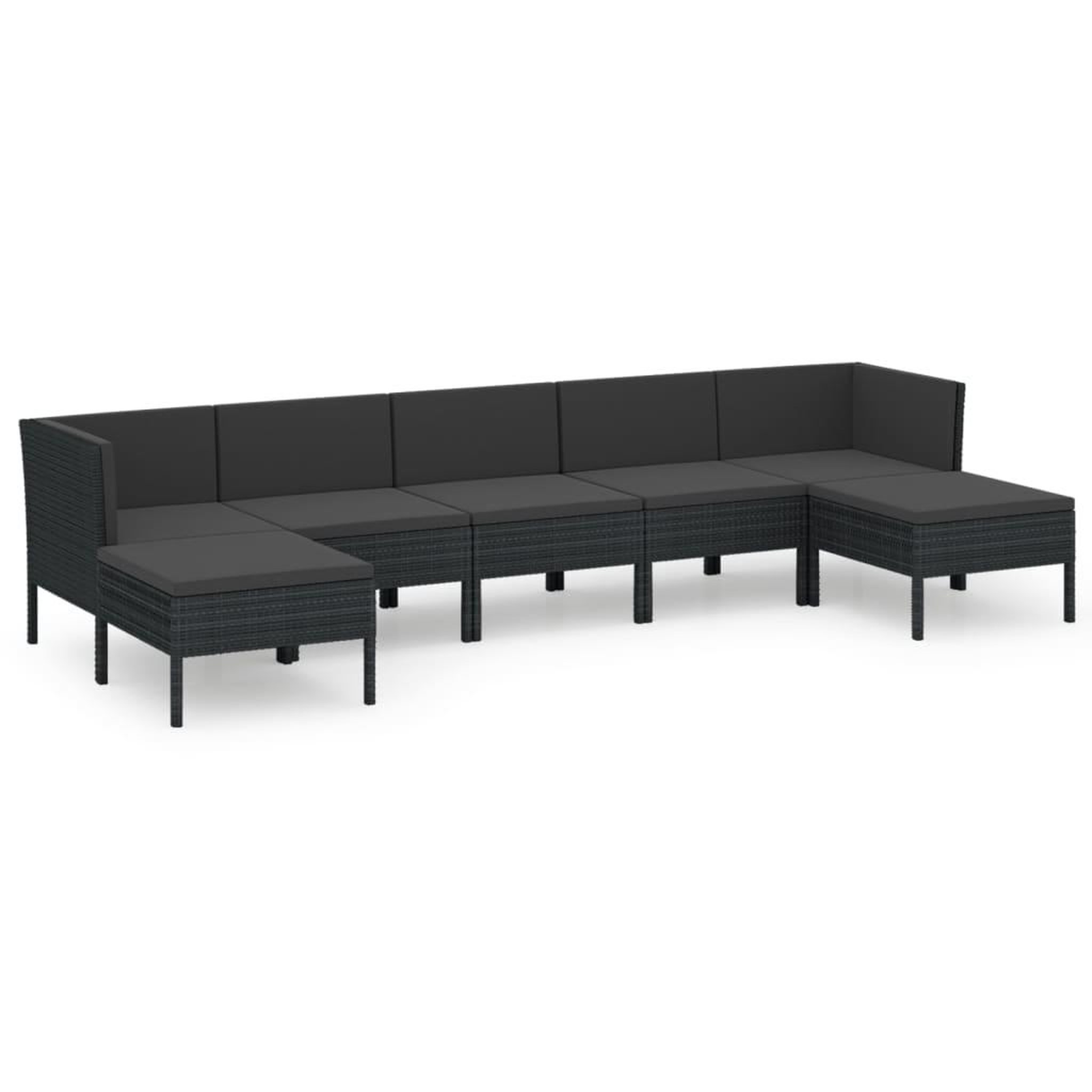 Voir la diapositive 2 : VIDAXL Salon de jardin 7 pcs avec coussins Resine tressee Noir