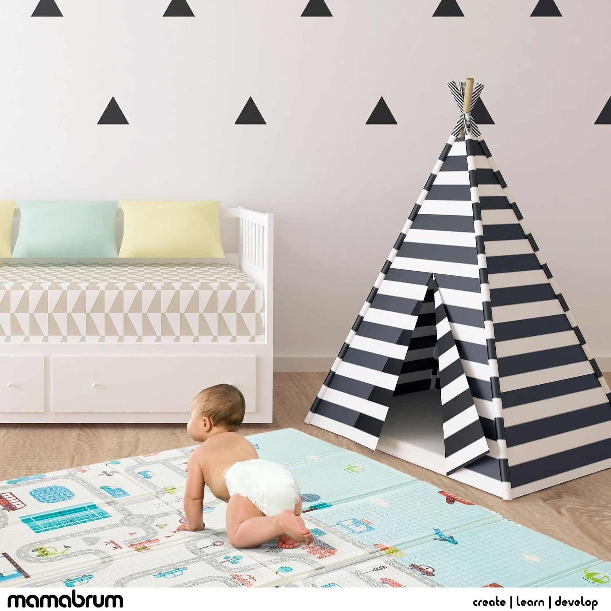 Voir la diapositive 4 : MAMABRUM Mamabrum Tapis D'éveil Bébé Tapis Jeux en Mousse 180 x 200, Double Face XXL - Pliant- Antidérapant