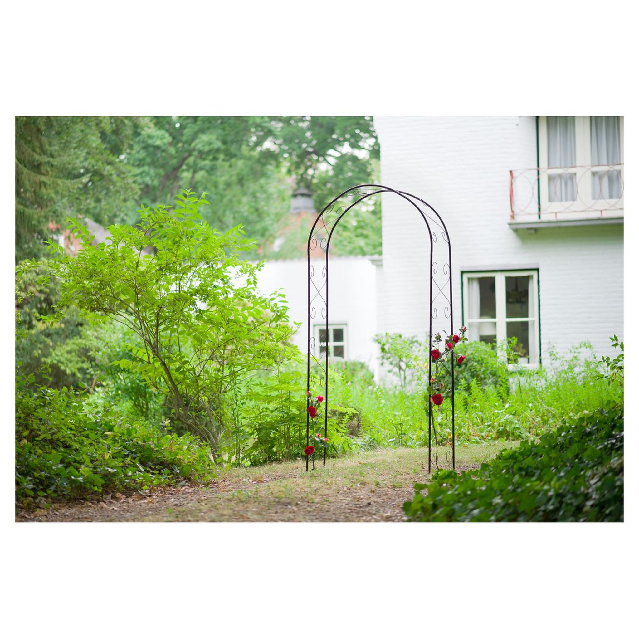 Voir la diapositive 3 : Nature Pergola acier galvanisé laqué époxy noir, décor volutes
