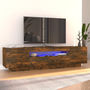 Voir la diapositive 1 : VIDAXL Meuble TV avec lumieres LED Chene fume 160x35x40 cm