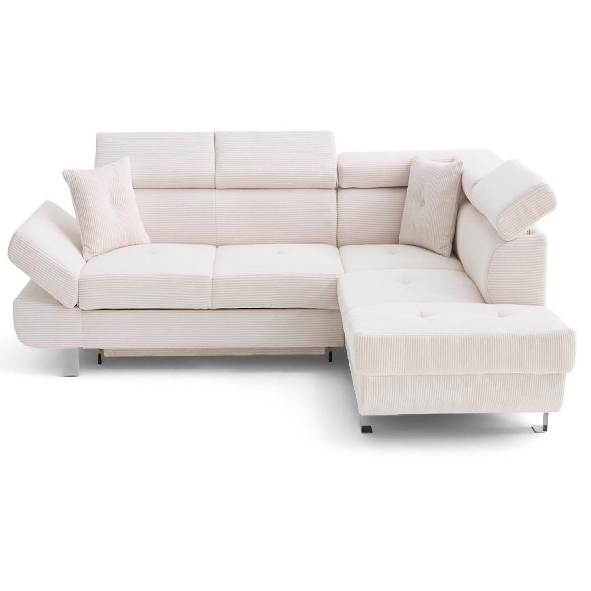 Voir la diapositive 1 : BEST MOBILIER Lisbona - canapé d'angle droit 5 places convertible avec têtières en velours côtelé