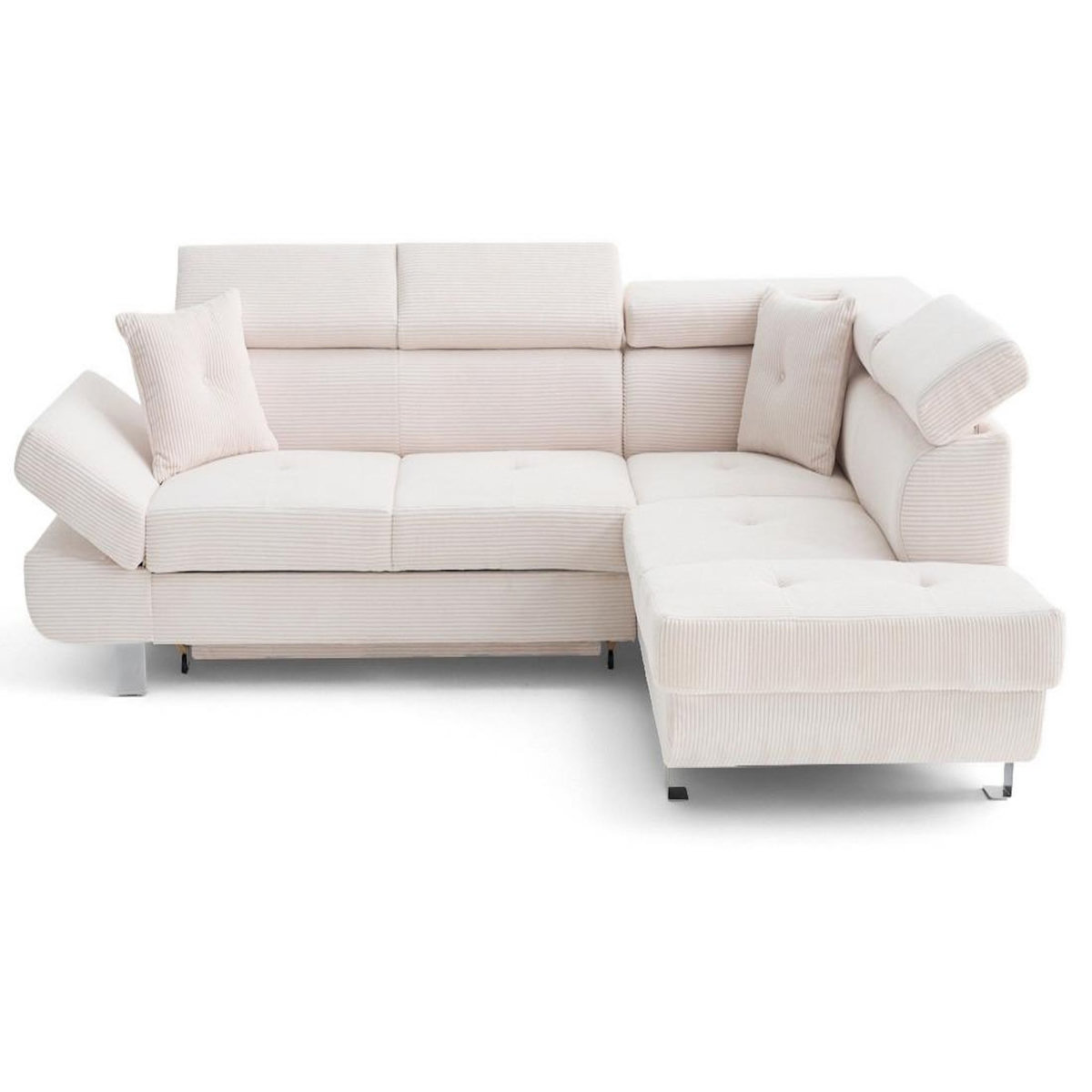 BEST MOBILIER Lisbona - canapé d'angle droit 5 places convertible avec têtières en velours côtelé
