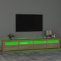 Voir la diapositive 4 : VIDAXL Meuble TV avec lumieres LED Chene sonoma 240x35x40 cm