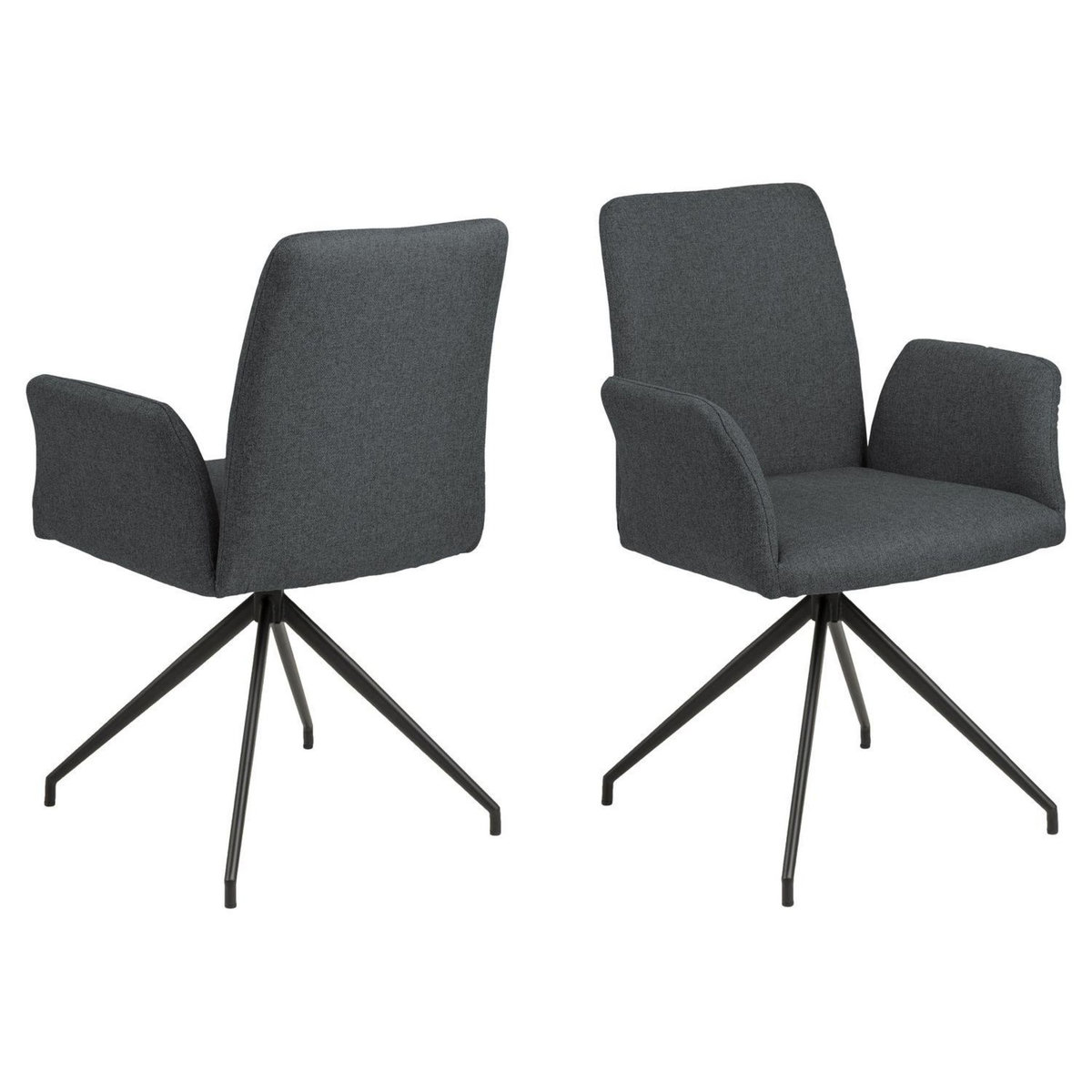 TOILINUX Fauteuil de table Lou en tissu - Gris foncé