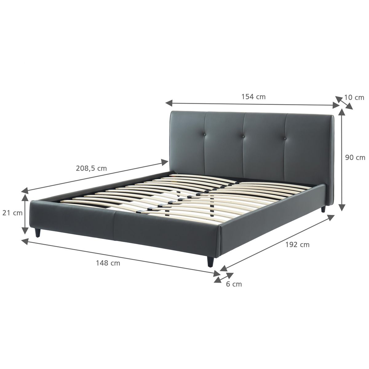 Ensemble matelas 140x190m + lit double adulte avec sommier et  tête de lit RAPHAEL