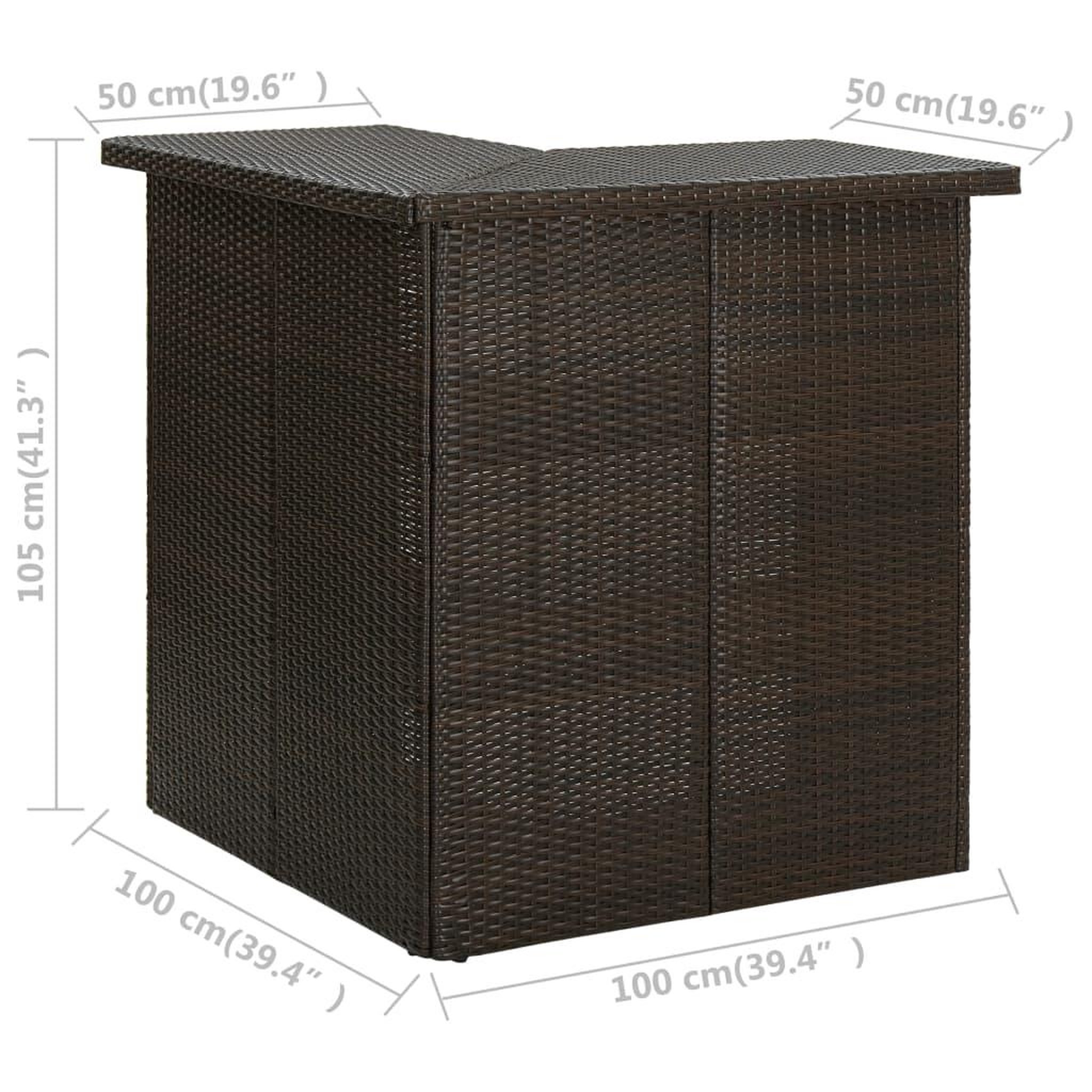 Voir la diapositive 6 : VIDAXL Table d'angle de bar Marron 100x50x105 cm Resine tressee