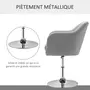 HOMCOM Fauteuil lounge design grand confort coussins lombaires hauteur réglable pivotant 360° piètement métal chromé lin gris