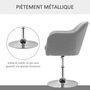 Voir la diapositive 6 : HOMCOM Fauteuil lounge design grand confort coussins lombaires hauteur réglable pivotant 360° piètement métal chromé lin gris