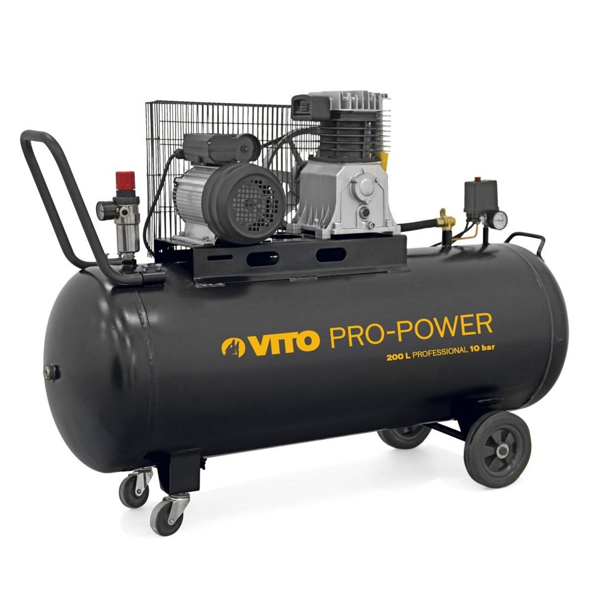 VITO Pro-Power Compresseur à Courroie 200L 10 bar 4 CV 3 kW VITO Professionnel 2800 Tr/min AIR 400 L/min