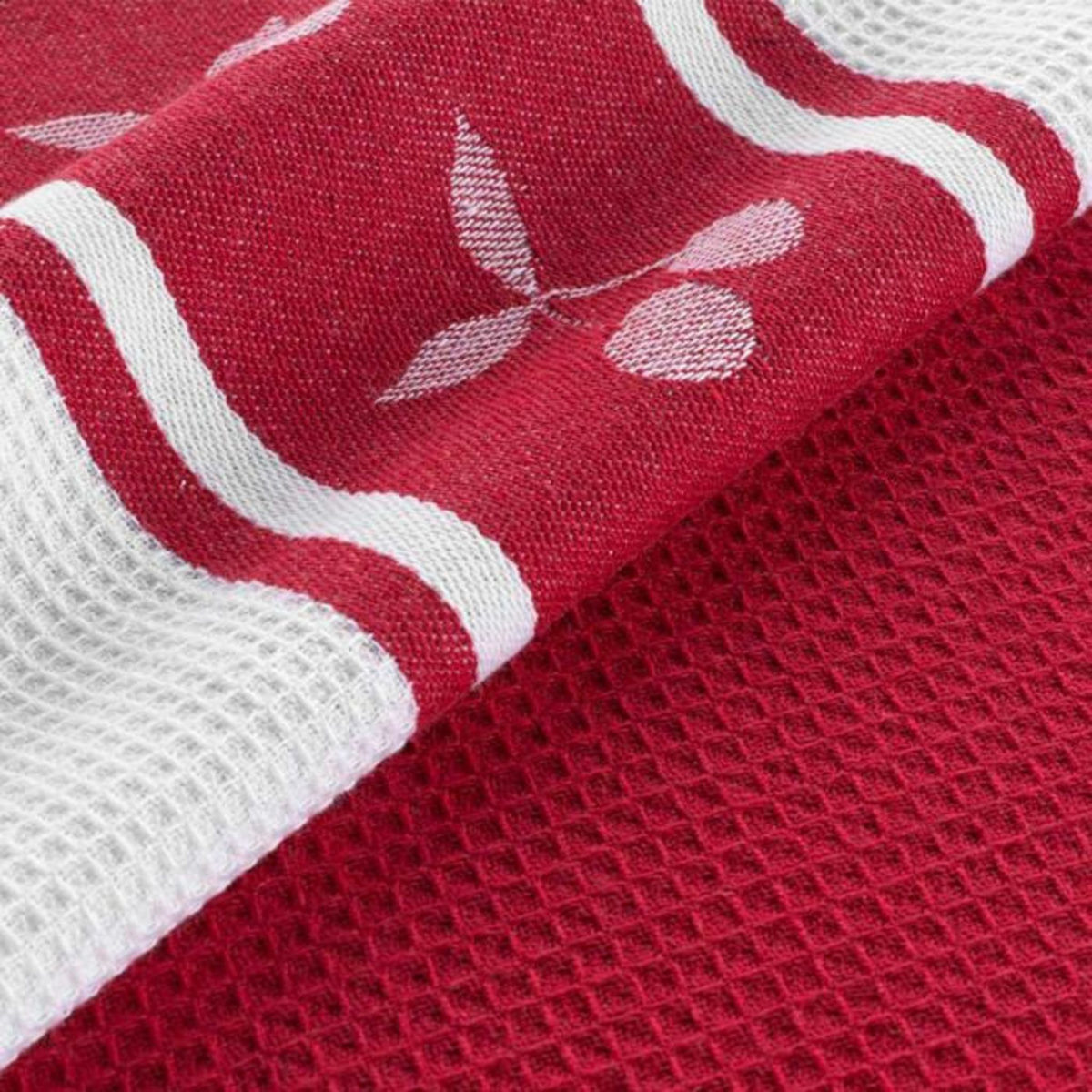 Paris Prix Lot de 2 Torchons de Cuisine  Cerisette  50x70cm Rubis