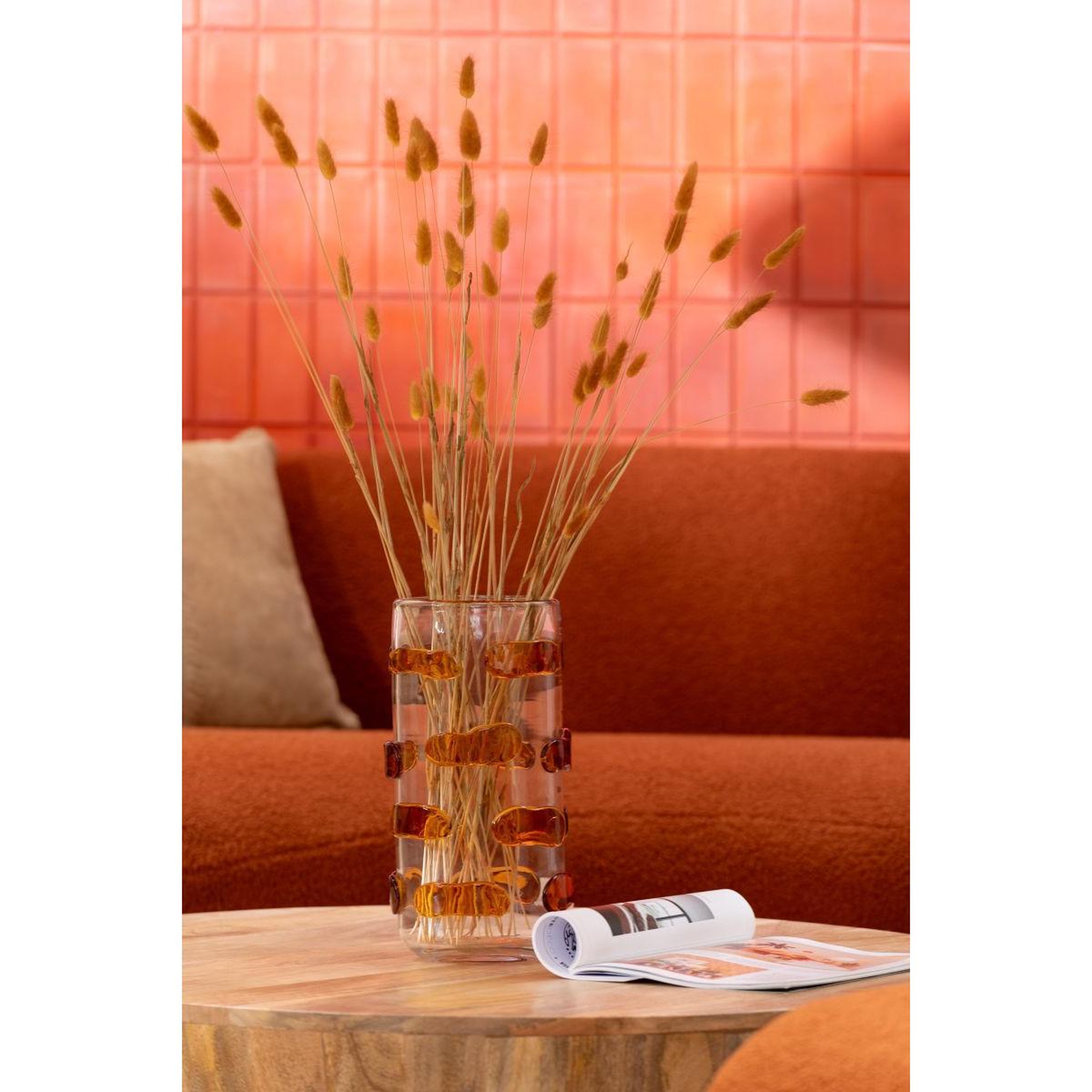 Voir la diapositive 4 : J-LINE Vase design en verre  pebbles  32cm ambre