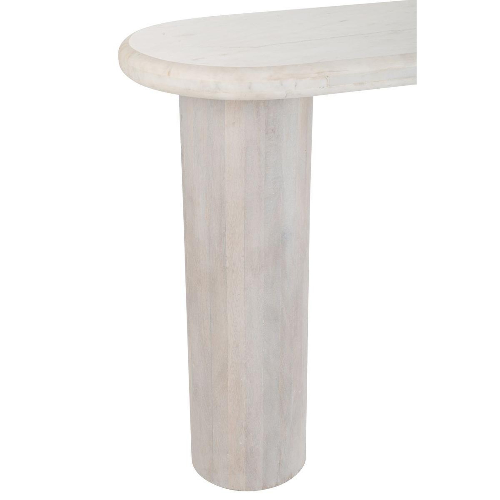 Voir la diapositive 2 : J-LINE Console ovale en marbre  noor  91cm blanc cassé