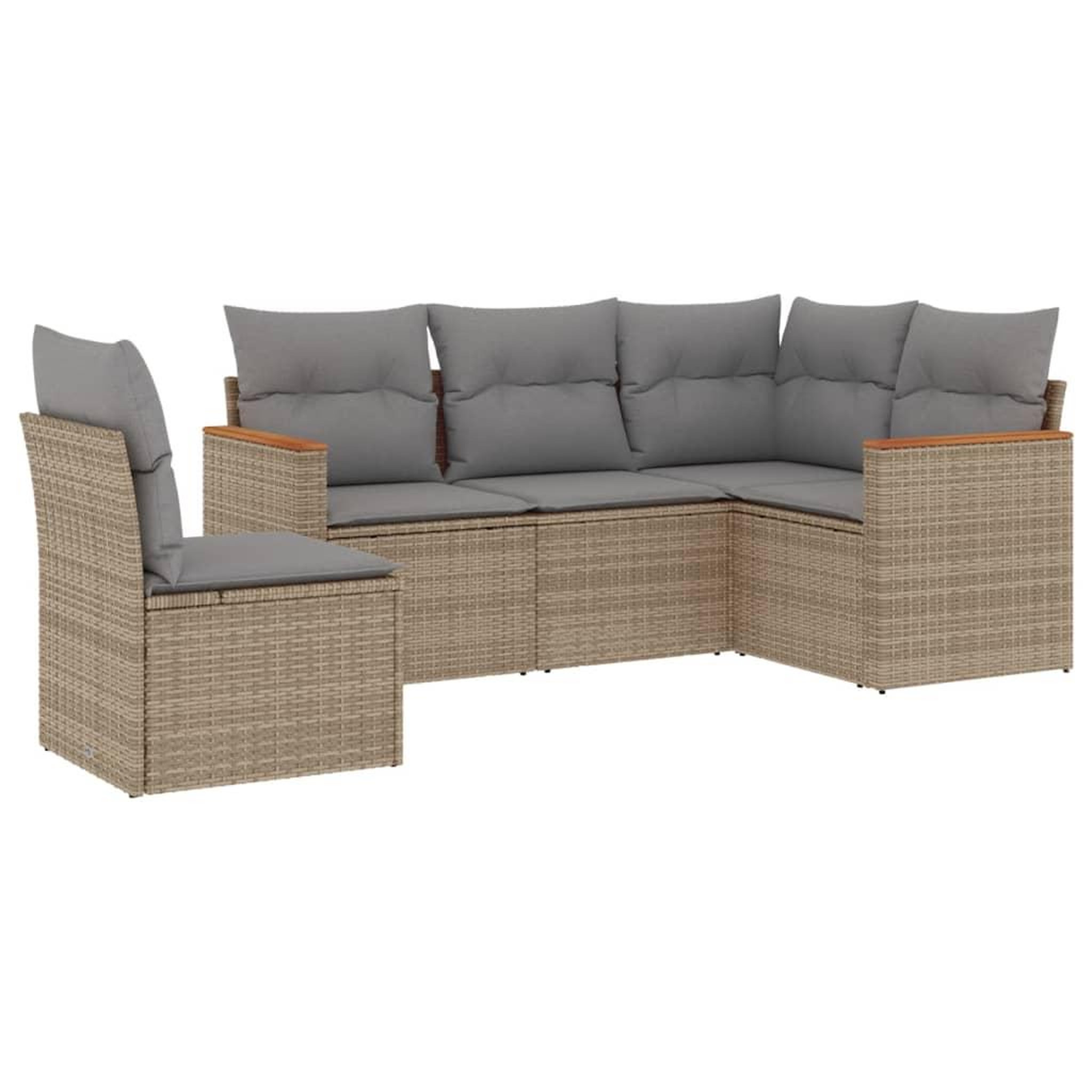 Voir la diapositive 2 : VIDAXL Salon de jardin avec coussins 5pcs melange beige resine tressee