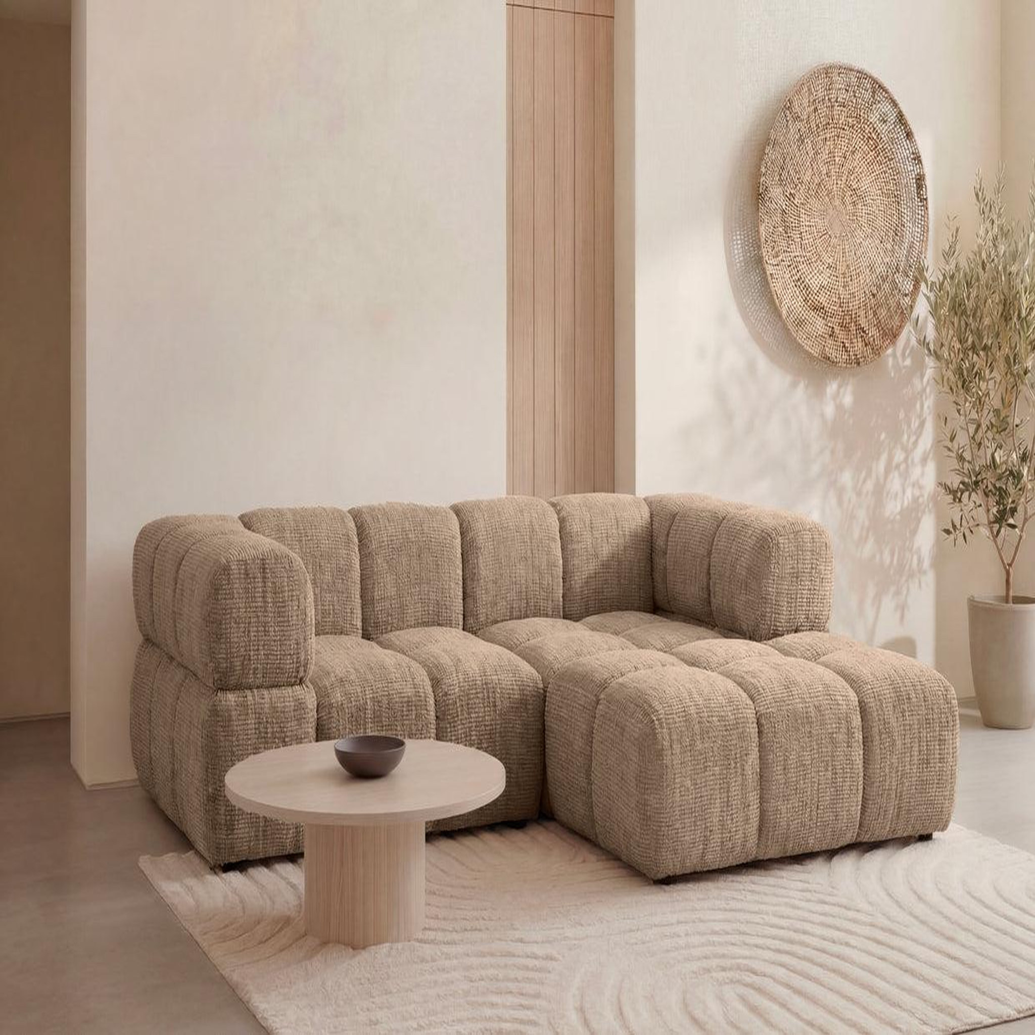 Voir la diapositive 2 : CASANOVA PARIS Gustave - canapé d'angle tissu chenille 4 places