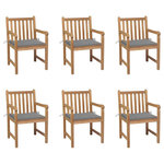 VIDAXL Chaises de jardin lot de 6 et coussins gris Bois de teck massif
