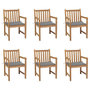 Voir la diapositive 1 : VIDAXL Chaises de jardin lot de 6 et coussins gris Bois de teck massif