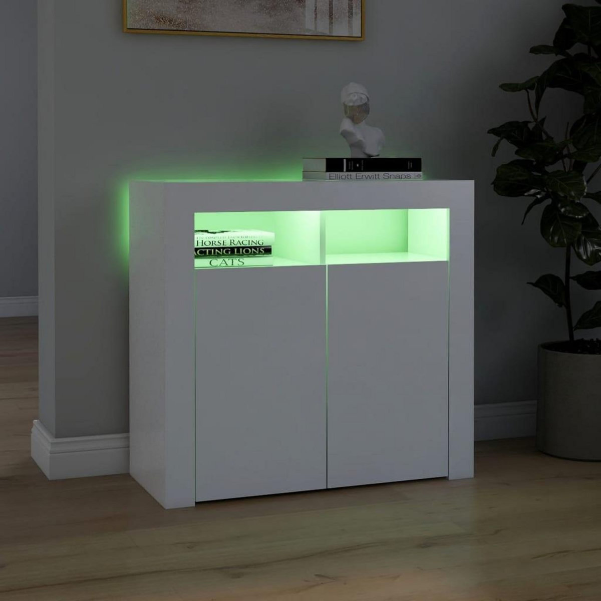 VIDAXL Buffet avec lumieres LED Blanc 80x35x75 cm