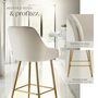 Voir la diapositive 4 : tectake Tabouret de bar en aspect velours rembourré crème/or Ensemble de 4 pièces