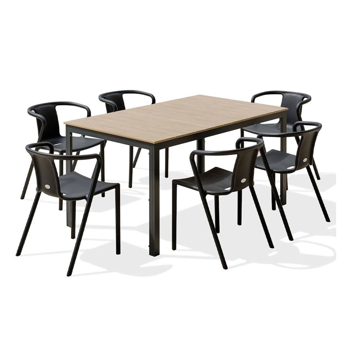 Paris Prix Ensemble Table de Jardin & 6 Fauteuils  Boston & Diego  150cm Gris Anthracite