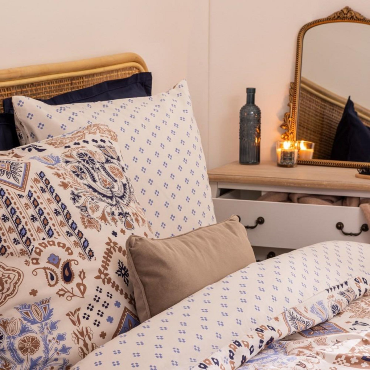 ATMOSPHERA Housse de couette 260x240 + 2 taies coton KHAFU