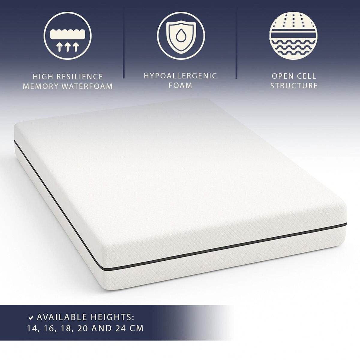 THE WHITE STONE Matelas 80x190 cm en Mousse Hypoallergénique | Hauteur 18 cm | Orthopédique & Hypoallergénique | Revêtement Anti-acariens & Antibactérien | 100 % Fabriqué en Italie