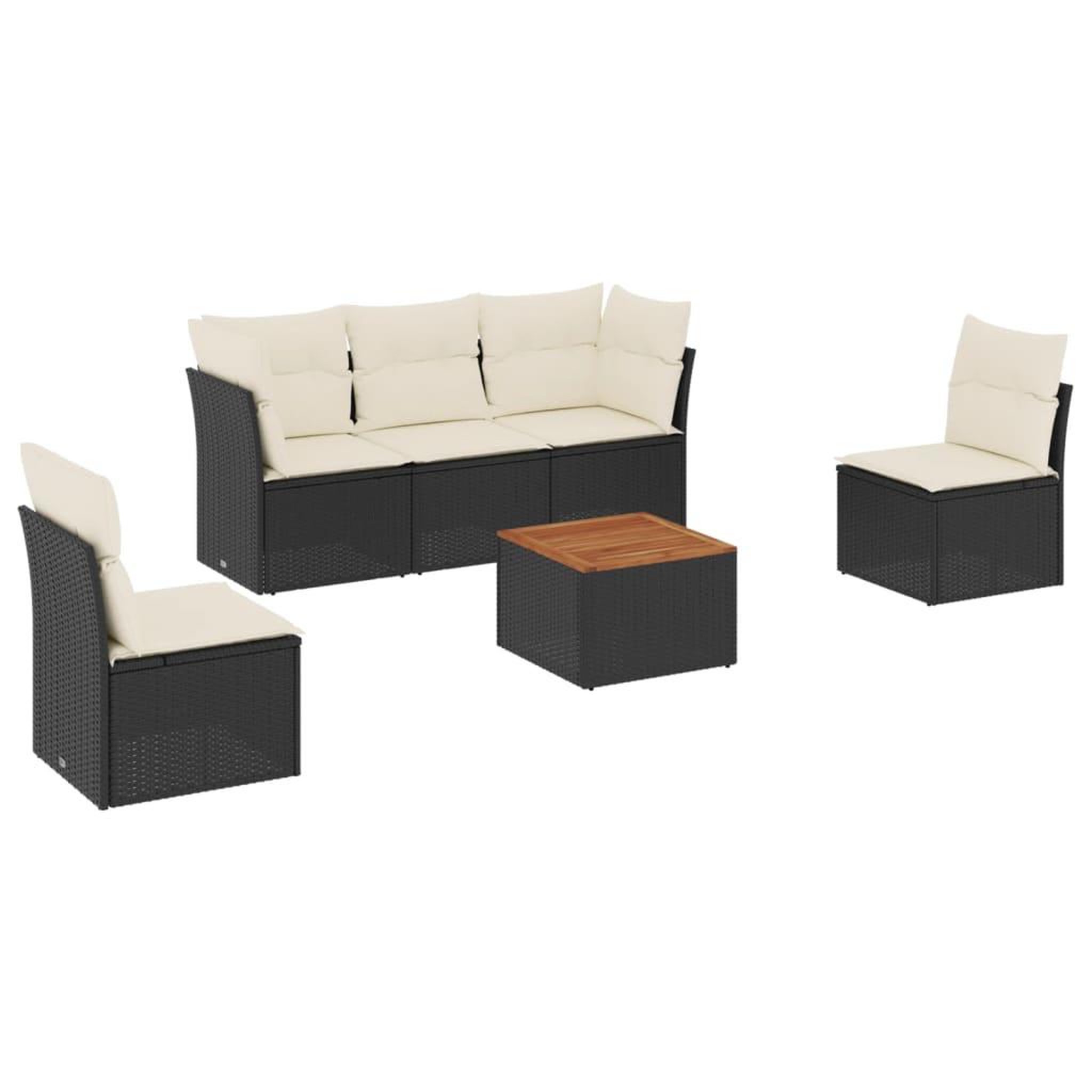Voir la diapositive 2 : VIDAXL Salon de jardin 6 pcs avec coussins noir resine tressee