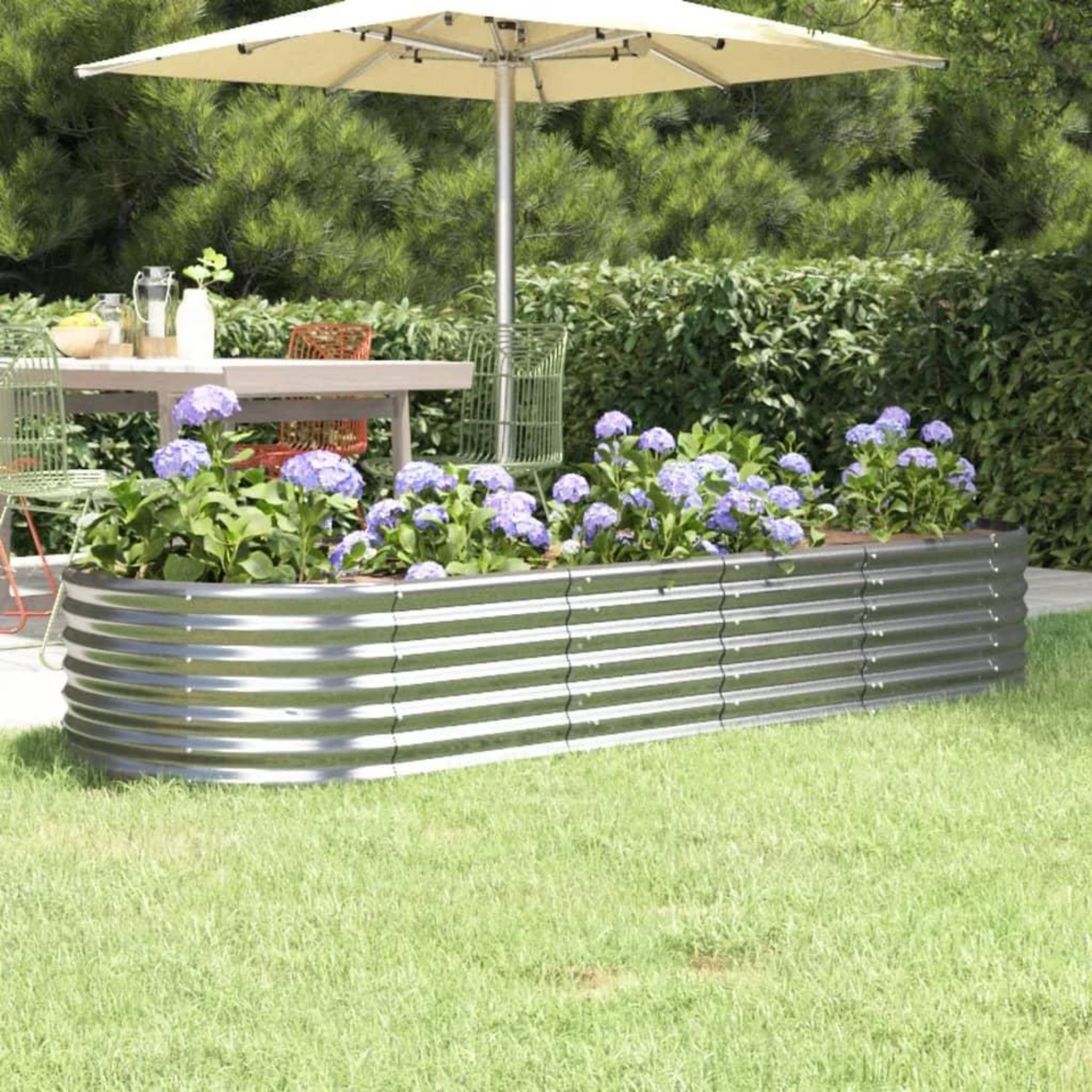 Voir la diapositive 1 : VIDAXL Lit sureleve de jardin Acier enduit de poudre Argente