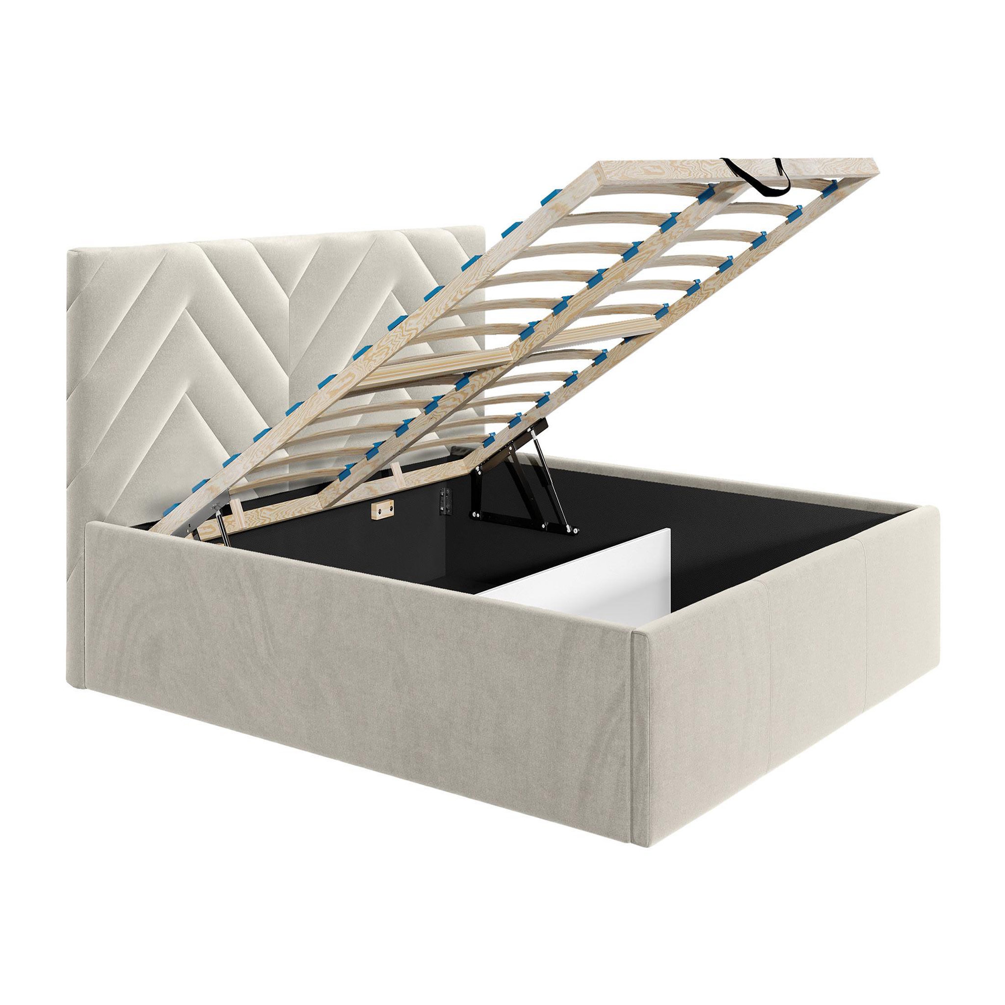 Voir la diapositive 2 : BEST MOBILIER Santiago - lit coffre - 160x200 - sommier inclus - en velours